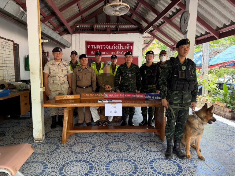 เจ้าหน้าที่งานป้องกันปราบปรามเข้าจับกุมผู้ต้องหา พรบ.ยาเสพติดฯ